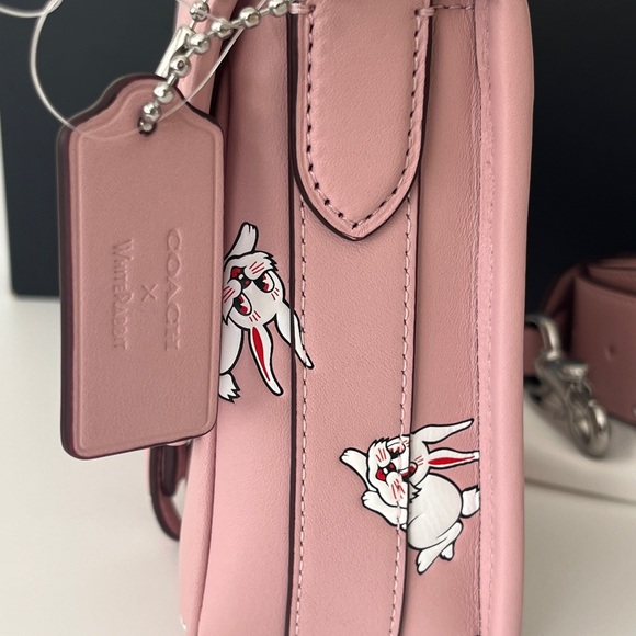 Coach x White Rabbit Pink Frankie Messager 19 Bag Crossbody With  Rabbit Print - Picture 6 of 9